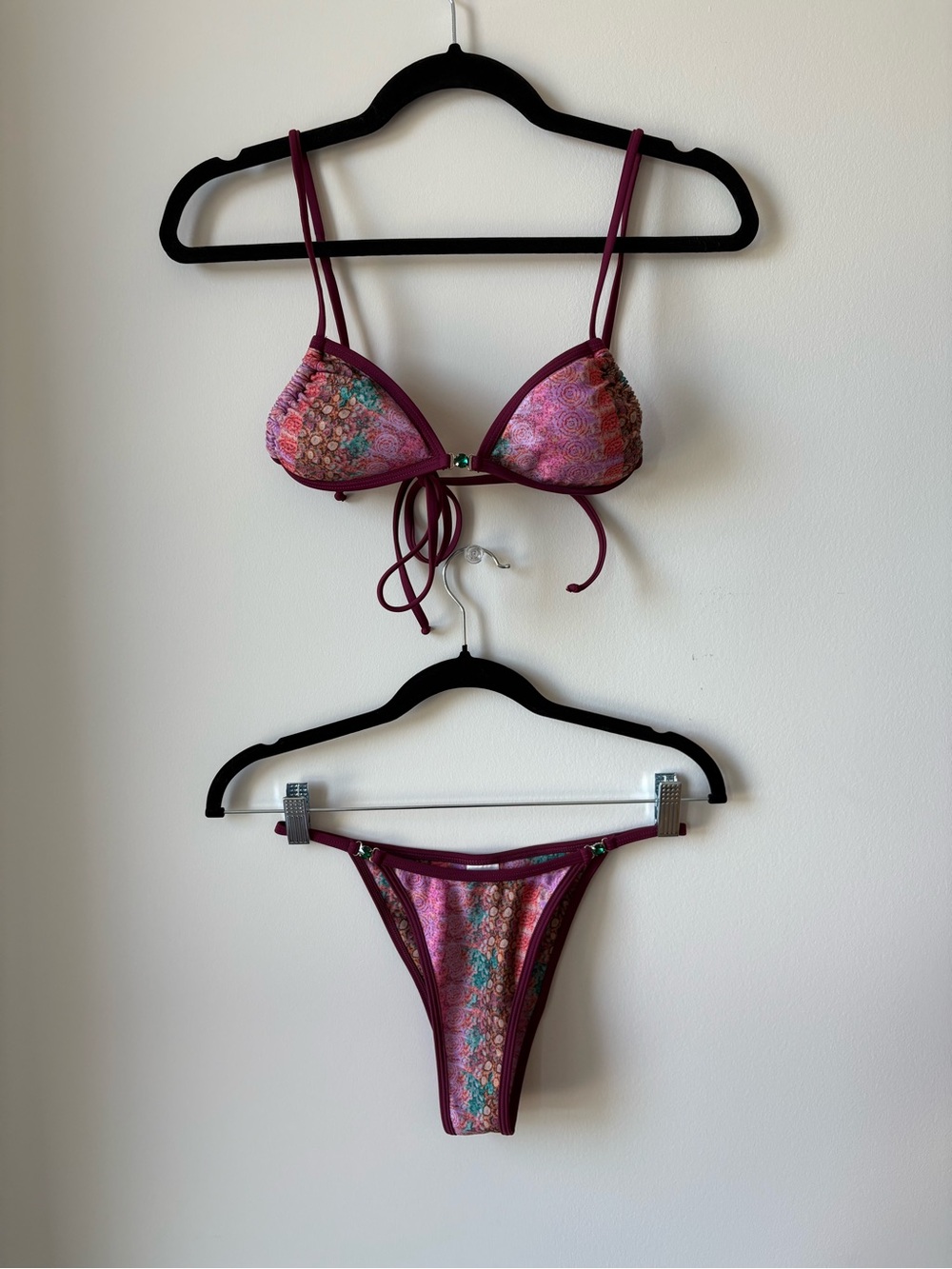 Strawberry Milk Mob Burgundy Printed Triangle Bikini